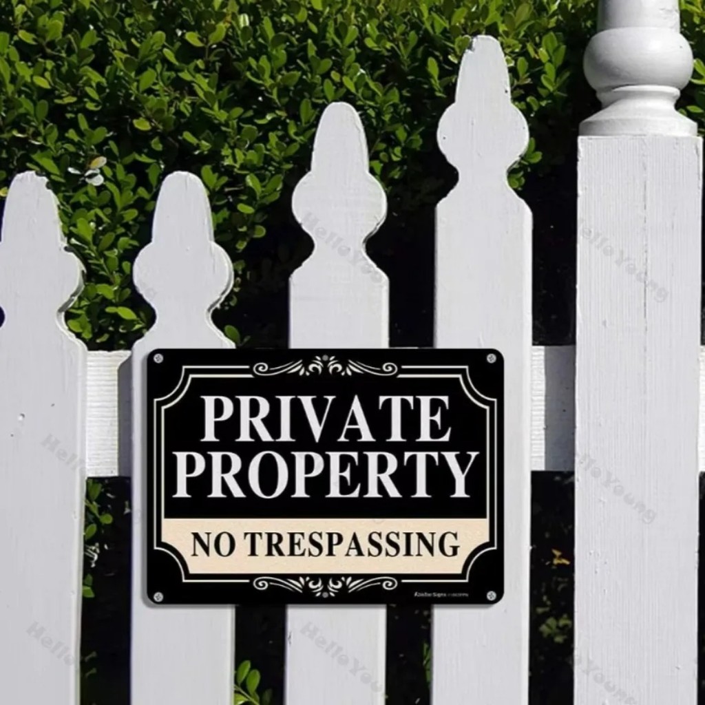 Cifbuy ป้าย "No Trespassing" โลหะอลูมิเนียม สะท้อนแสง & UV/Fade ทน เหมาะสําหรับกลางแจ้ง/ในร่มยามส่วนตัวของคุณสําหรับการตกแต่ง