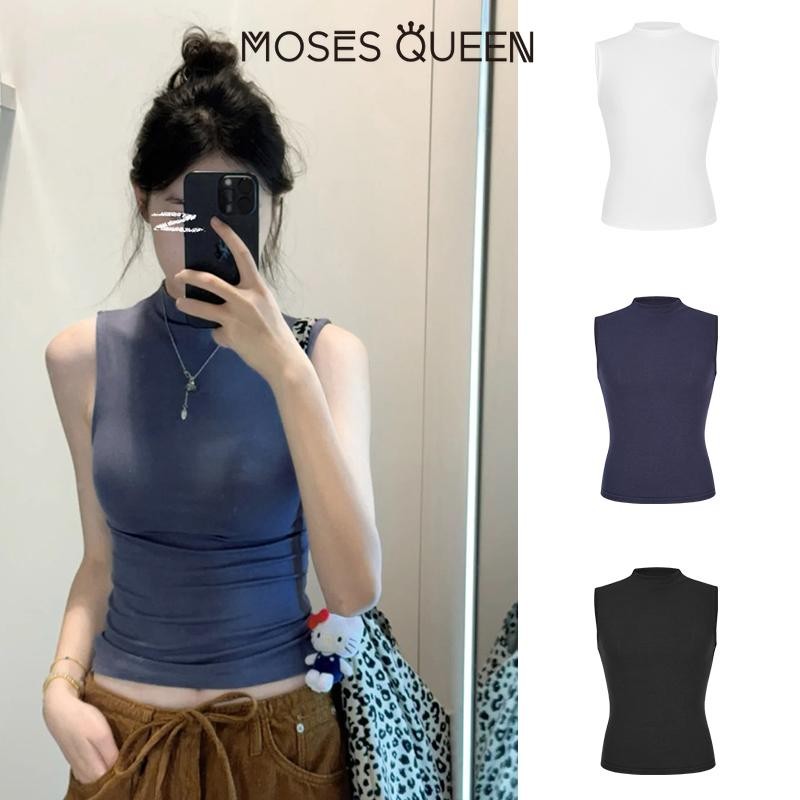 MOSESQUEEN  เสื้อกั๊กสลิงผู้หญิงฤดูใบไม้ผลิสวมใส่ด้านนอกที่สวยงามกลับสไตล์ฮ่องกง
