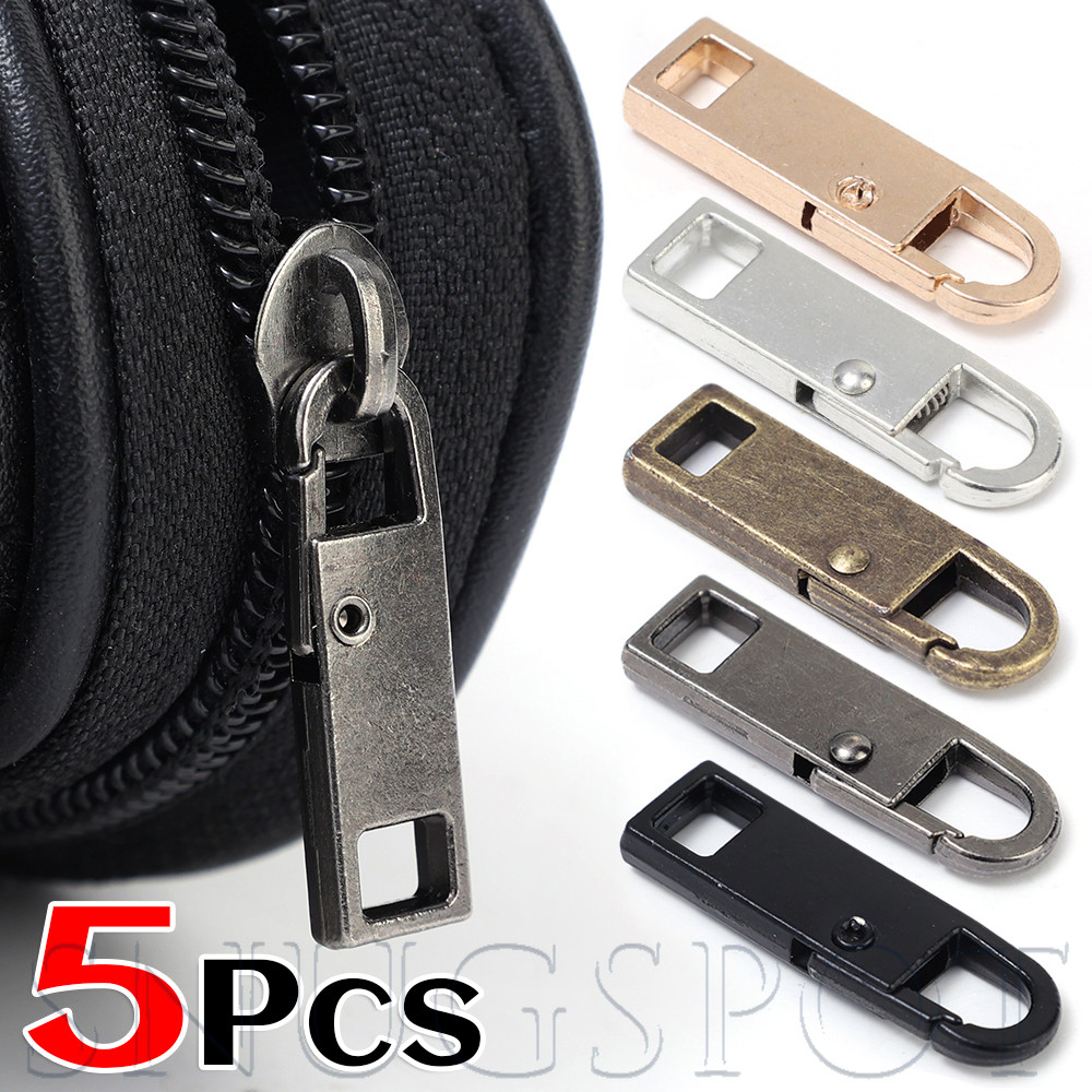 5ชิ้นซิปเลื่อนเปลี่ยนชุด-5สีโลหะผสมสังกะสีดึงสําหรับกระเป๋าเป้สะพายหลัง/แจ็คเก็ต/เต็นท์,เครื่องมือ-ฟรี3วินาทีติดตั้ง