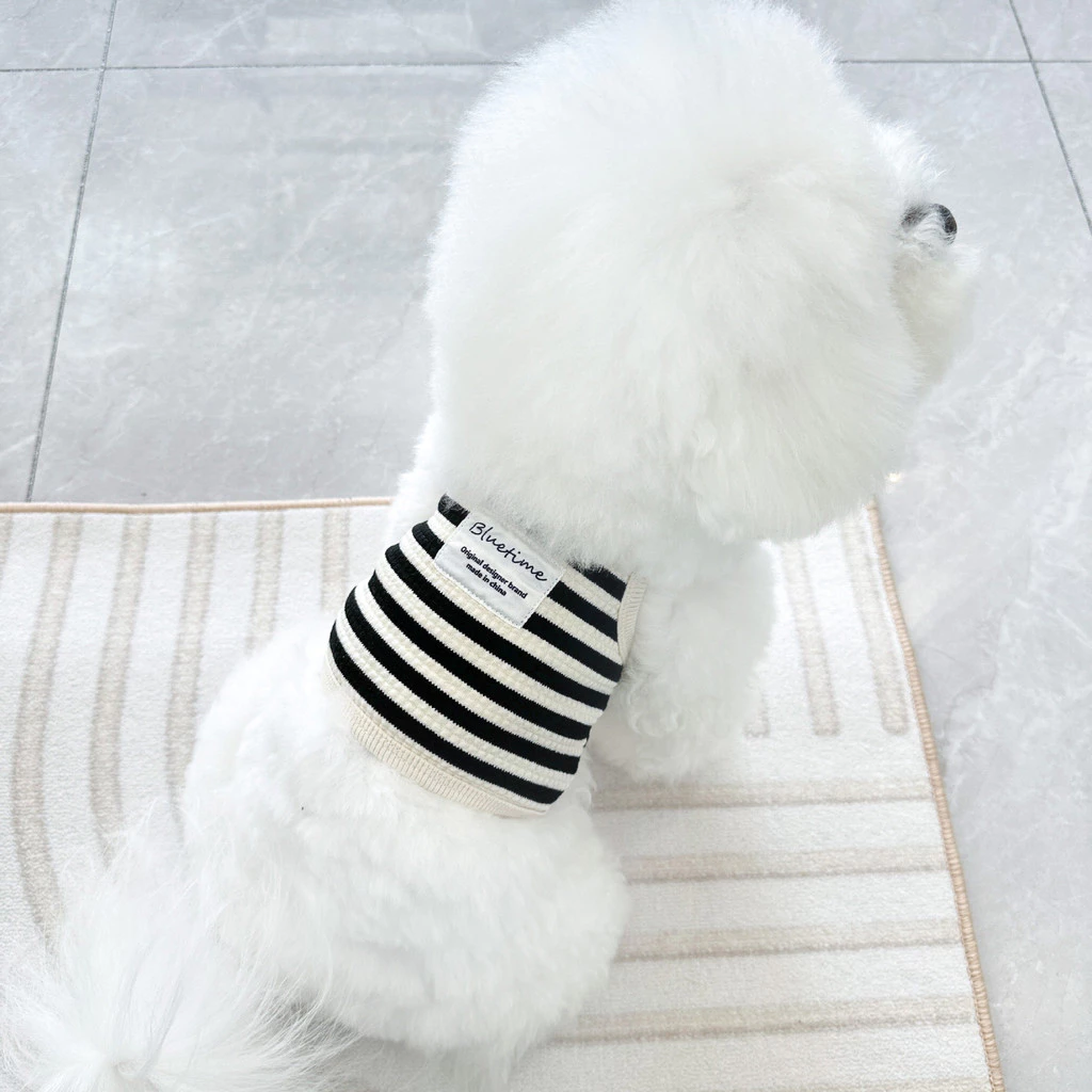 เสื้อผ้าสัตว์เลี้ยงสําหรับสุนัขและแมวพร้อมห่วงจูง - WholesaleTeddy Bear Striped Vest with INS Style สินค้ามาใหม่ thumbnail 4