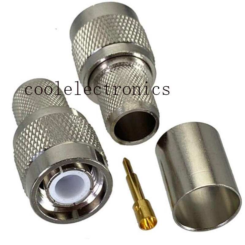 5pcs TNC ชายปลั๊ก Crimp Connector สําหรับ RG8 LMR400 RG213 RG165 RG393 Coaxial อะแดปเตอร์สายเคเบิล
