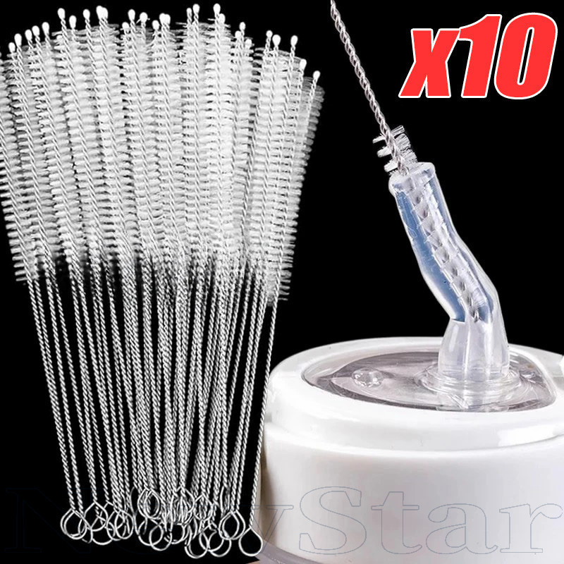 แปรงทําความสะอาดฟางสแตนเลส 3/5/10 ชิ้น, แปรงล้างขวด 17.5 ซม. สําหรับขวดกีฬา/เครื่องขัดพื้นโลหะทนการกัดกร่อนทนทาน