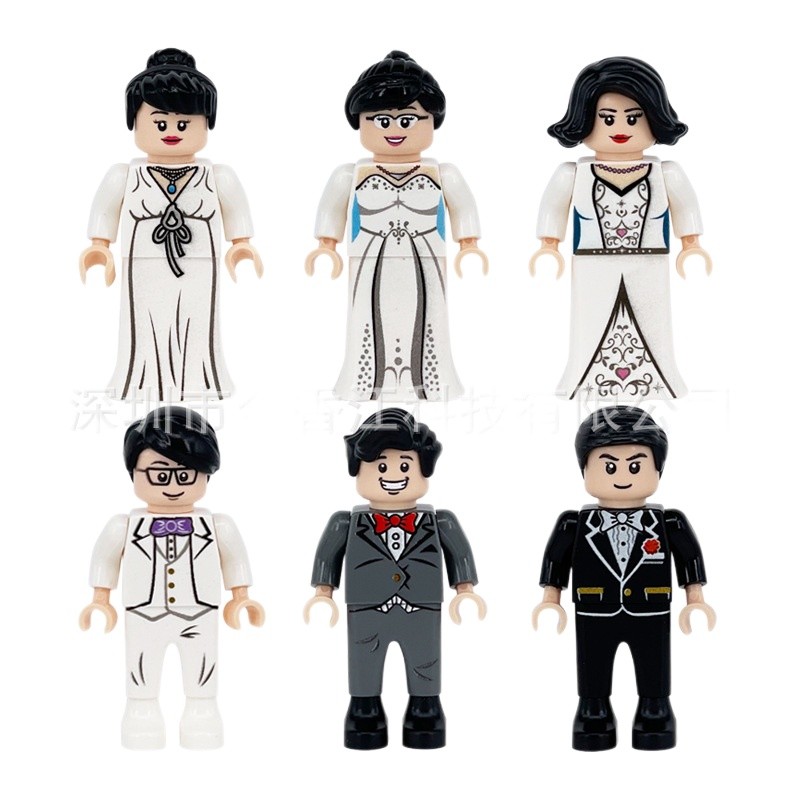 6ชิ้นคู่โรแมนติกเจ้าบ่าวเจ้าสาวมุมตุ๊กตาตุ๊กตาอนุภาคขนาดเล็กอาคารบล็อกประกอบของเล่น