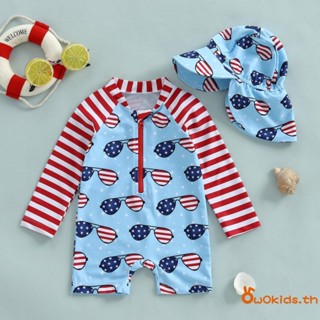 Kids Boys ชุดว่ายน้ําฤดูร้อนแว่นตากันแดดพิมพ์ซิป Rash Guard …