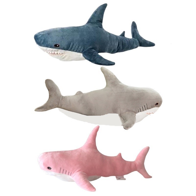 Jfmm IKEA ของแท้ หมอนตุ๊กตาฉลาม 3D แบบนิ่ม ขนาด 60 ซม. ของเล่นสําหรับเด็ก
