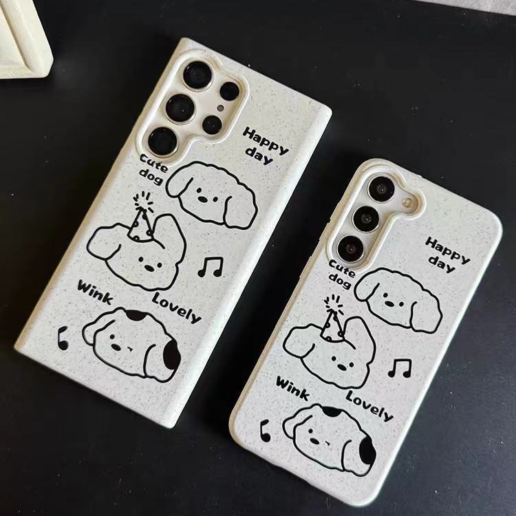 เคสโทรศัพท์มือถือ ลายสุนัขน่ารัก ย่อยสลายได้ สําหรับ Samsung s22 s22plus ultra S23 S23Plus s23fe s24 s24plus s24ultra