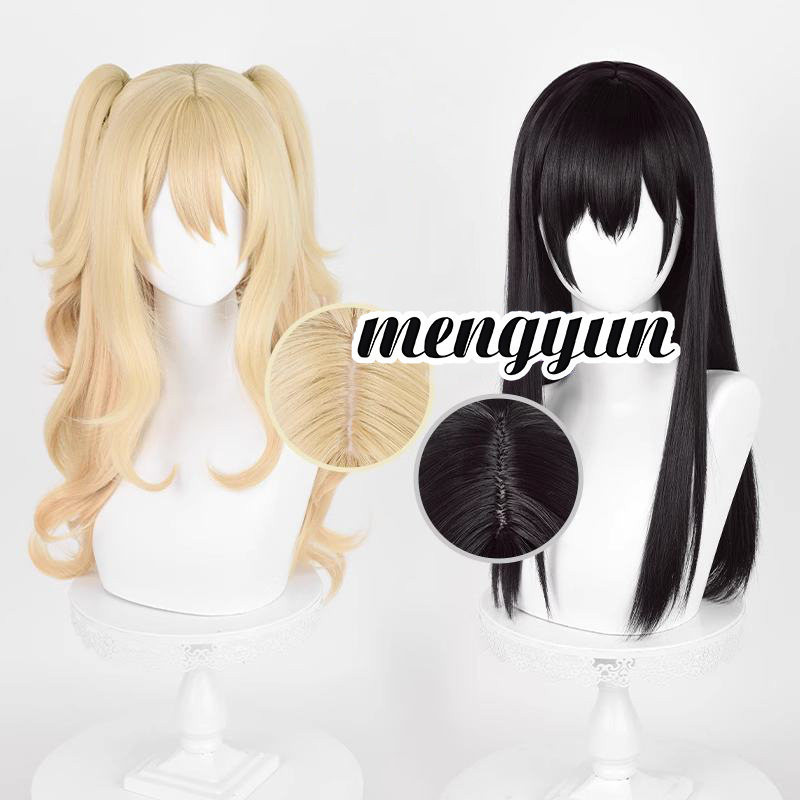 Manmei Citrus Aihara Mei/Aihara Yuzu Wig 53cm/70cm Dark Brown Golden Long Hair Heat-Resistant Fiber 