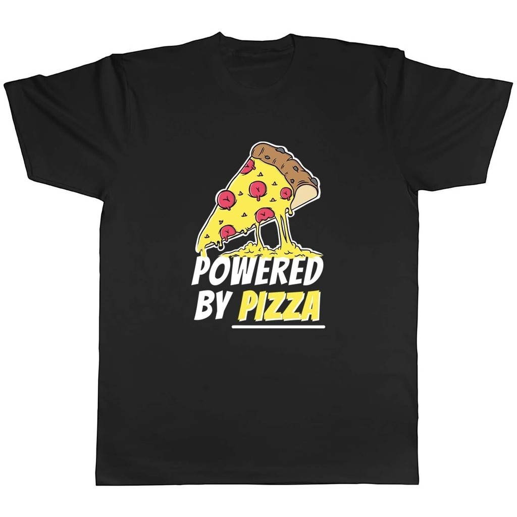 เสื้อยืด พิมพ์ลายพิซซ่าตลก Powered By Pizza สําหรับผู้ชาย