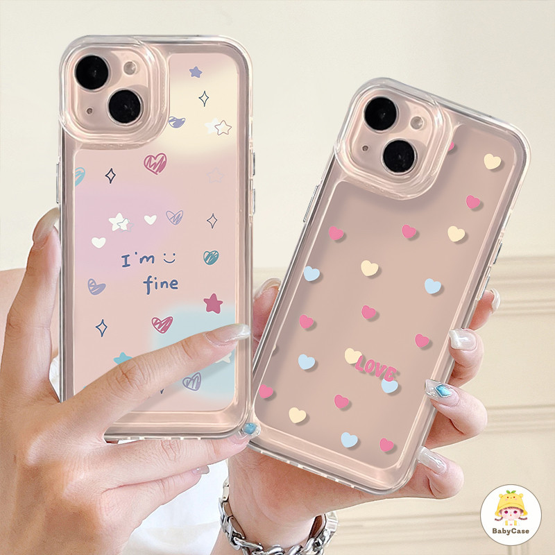 สร้างสรรค์กราฟฟิตีน่ารักหัวใจรักที่มีสีสัน เคสนิ่มสำหรับ iPhone 7Plus 15 14 13 11 12 Pro Max 7 8 Plus XR X XS Max