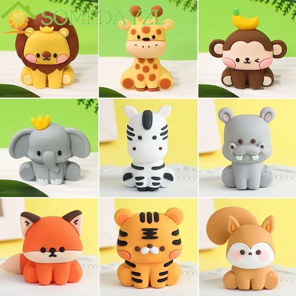 Somedayzl ลิงสิงโต|ท็อปเปอร์ยางนิ่ม รูปช้างยีราฟ 3D สําหรับตกแต่งเค้ก เบบี้ชาวเวอร์