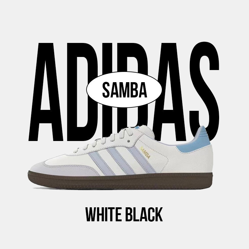 Adidas SAMBA OG รองเท้าผ้าใบ สีขาว สีเทา สีฟ้า สําหรับผู้ชาย ผู้หญิง ID2055