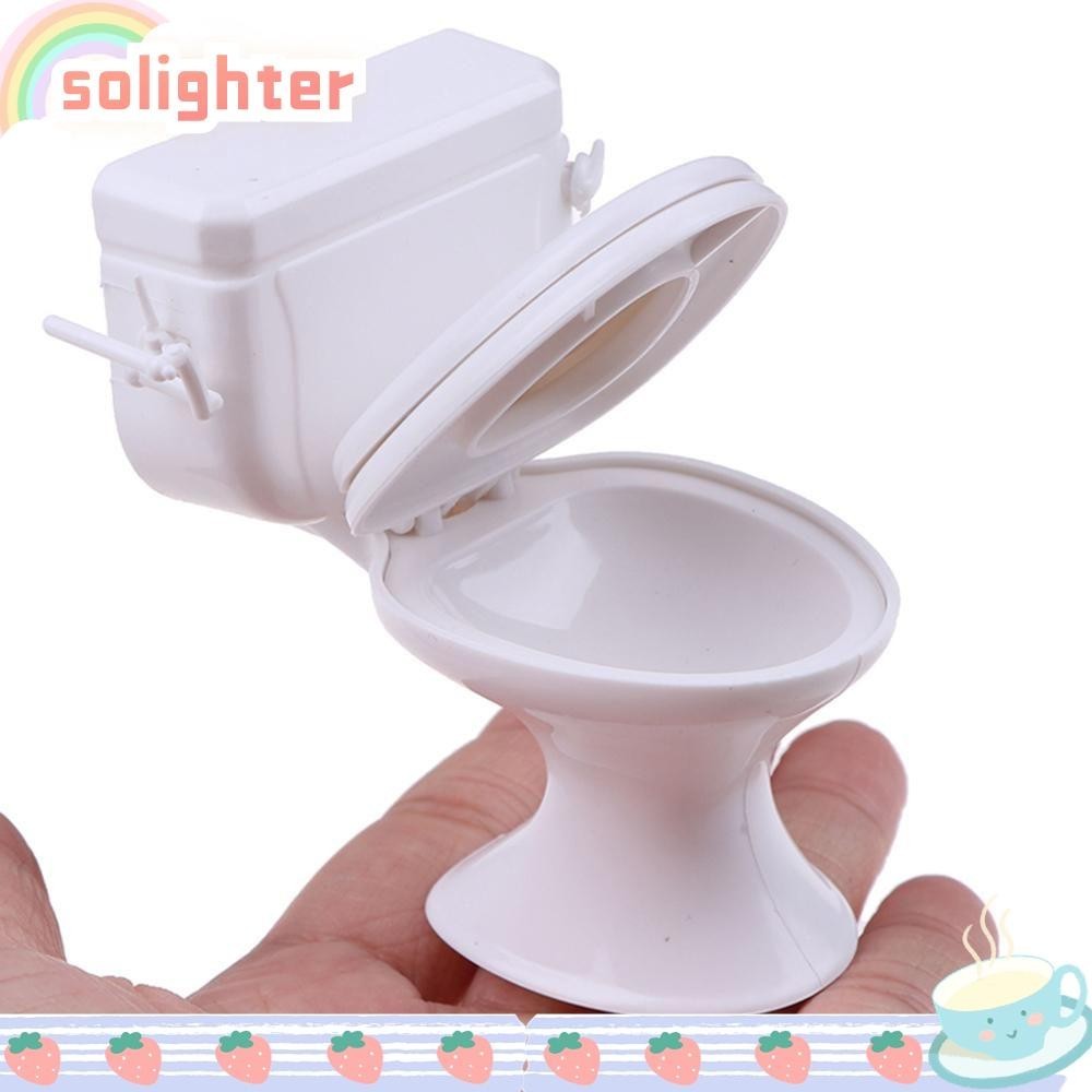 Solighter ของเล่นชักโครกจิ๋ว สําหรับตกแต่งบ้านตุ๊กตา