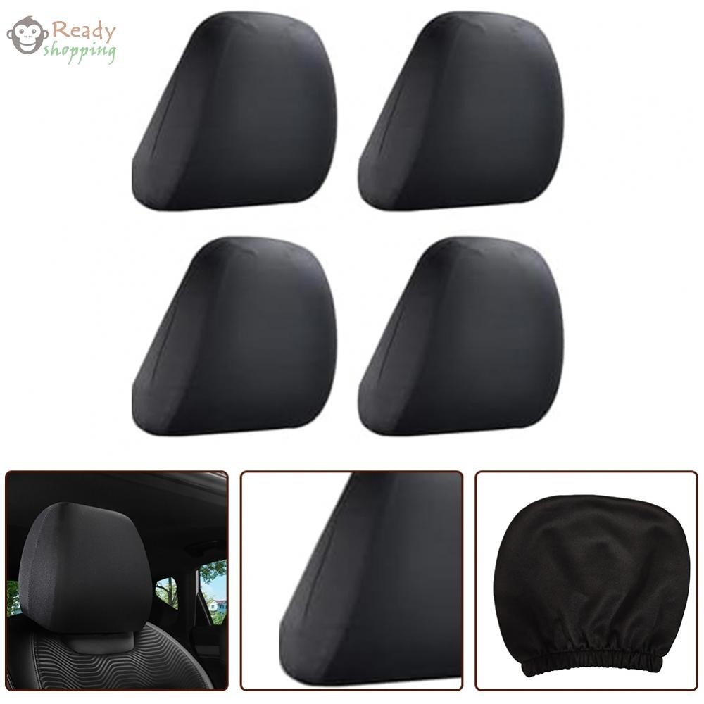 ผ้าคลุมหัวพนักพิงศีรษะ สีดํา สําหรับรถยนต์ รถบรรทุก SUV 4 ชิ้น