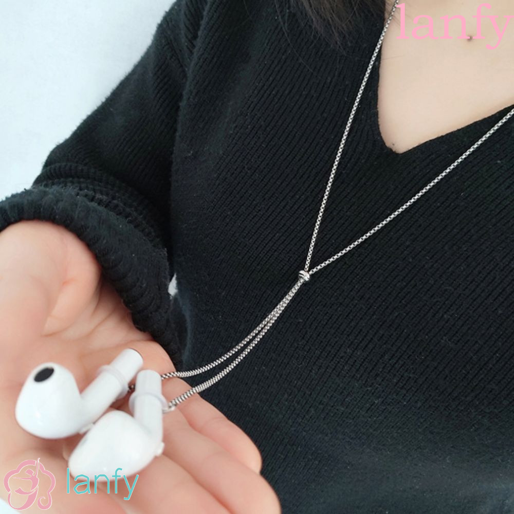 Lanfy สายโซ่คล้องหูฟังบลูทูธ สเตนเลส โลหะ แม่เหล็ก กันหาย สวยหรู สําหรับเด็กผู้หญิง