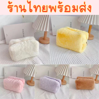 👛ร้านไทยพร้อมส่ง👛 กระเป๋าเครื่องสำอาง ผ้าพลัฌ สีมาการอง สีหวาน กระเป๋าเก็บของ ความจุขนาดใหญ่ กระเป๋าปอมๆ BAG02