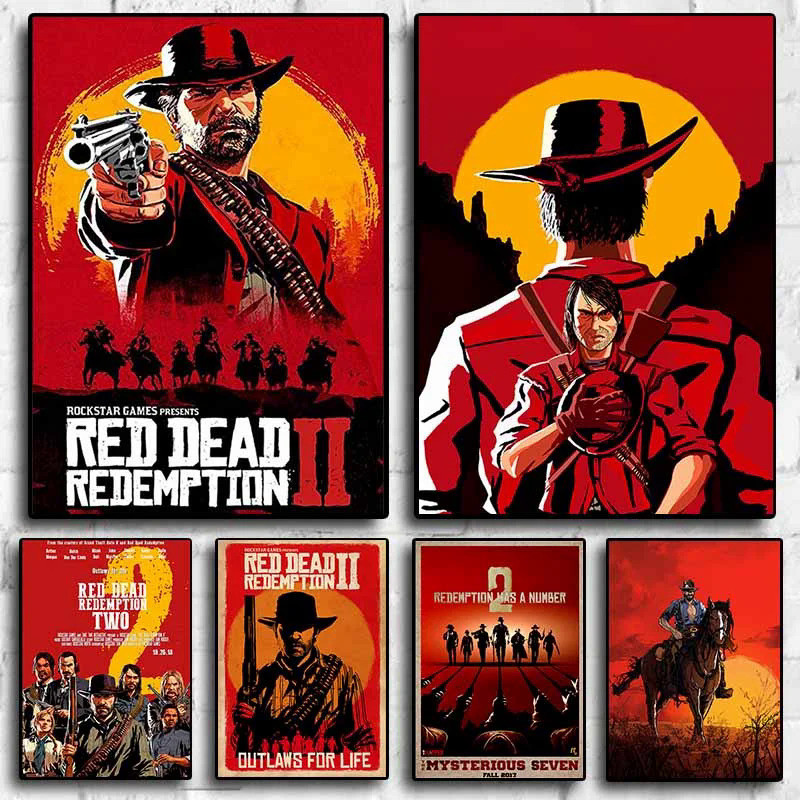 โปสเตอร์ ลายเกมยอดนิยม "Red Dead Redemption 2" สไตล์โมเดิร์น สําหรับตกแต่งผนังห้องนั่งเล่น