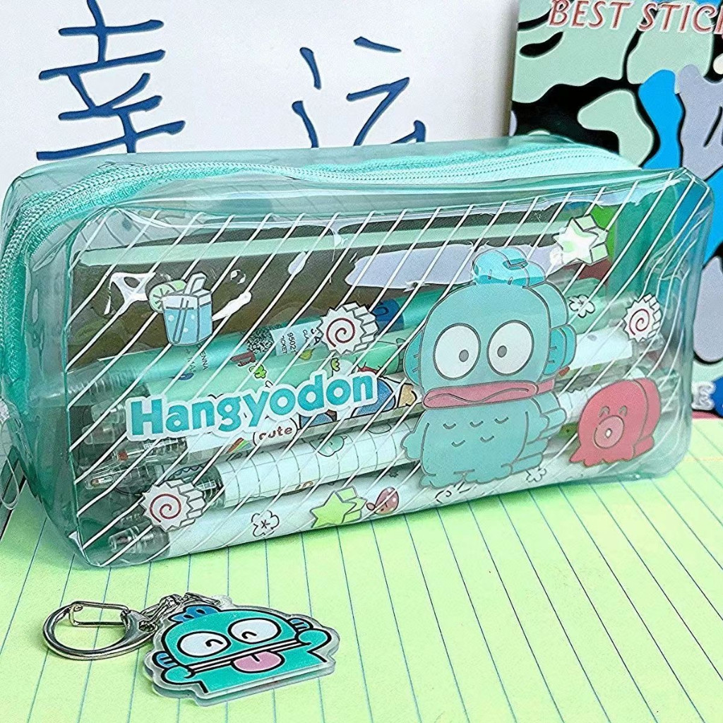 SANRIO ซานริโอ น่าเกลียดปลาฮังโยดอนกรณีดินสอความจุขนาดใหญ่พีวีซีปากกากระเป๋าน่ารักตารางถุงเก็บเครื่องเขียนกล่อง