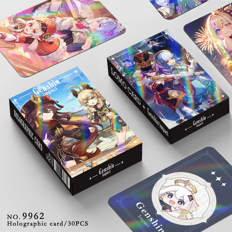 Genshin Impact โฟโต้การ์ดโฮโลแกรม เลเซอร์แฟลช การ์ดโลโม่ 30 ชิ้น / กล่อง