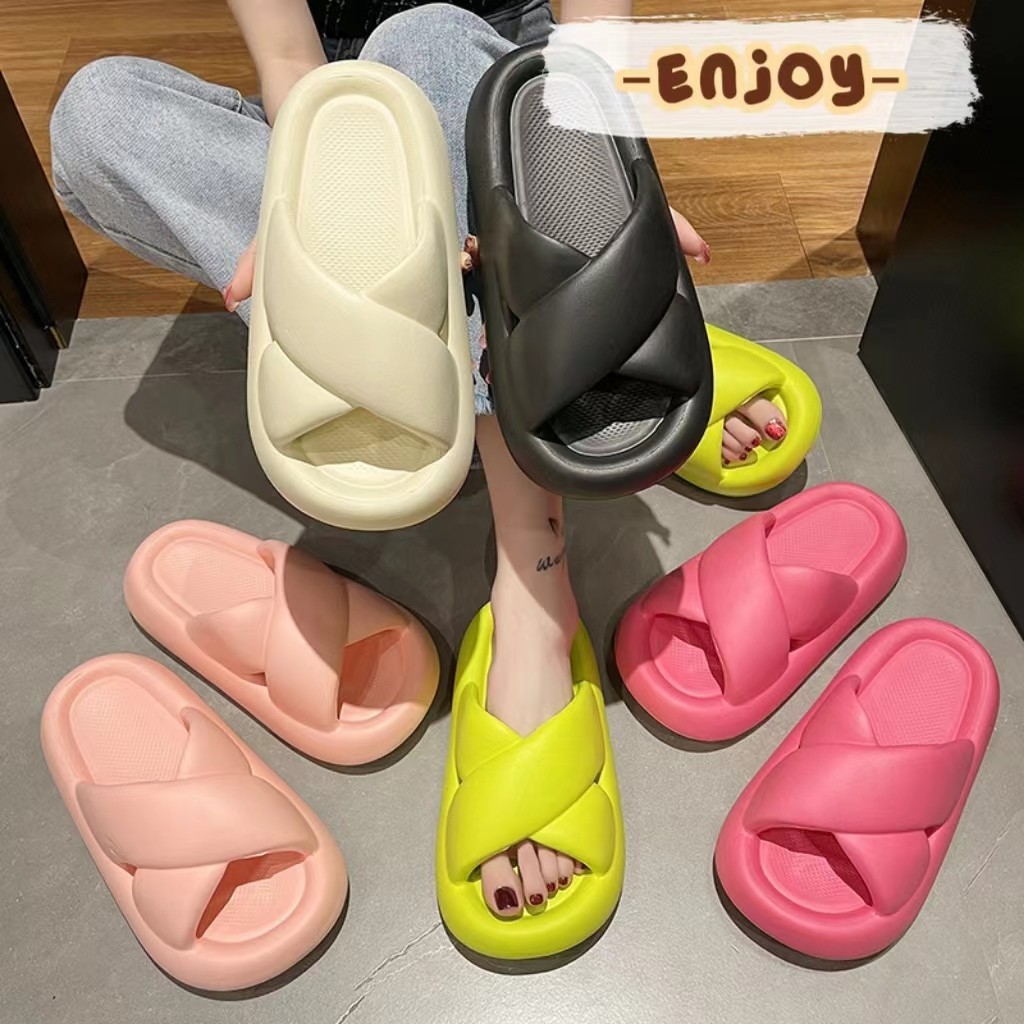 🍓EnJoy🍓 พร้อมส่ง (LT-ICU) รองเท้าแตะแบบสวมสำหรับสุภาพแบบไขว้กัน ตามเทรนเกาหลี