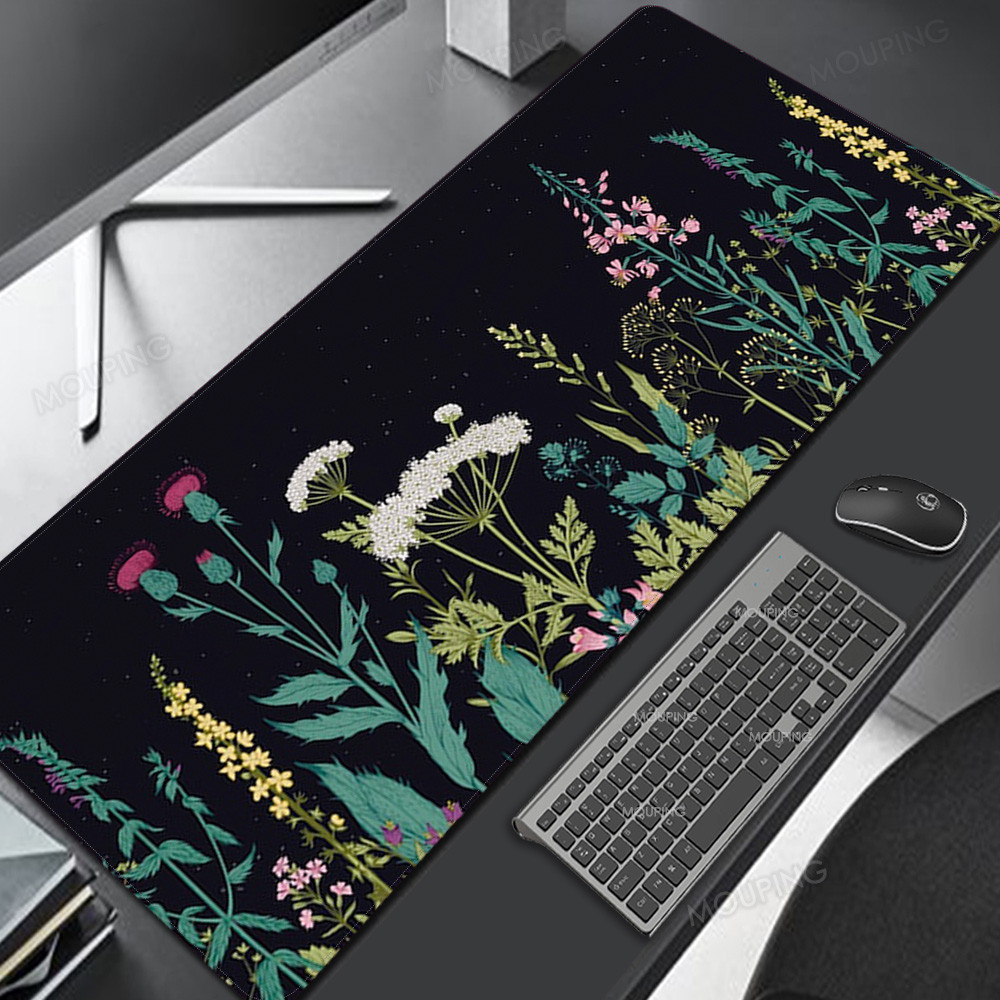 หญ ้ าสีดํา Mousepad ดอกไม ้ ญี ่ ปุ ่ น Mouse Pad Gamer คีย ์ บอร ์ ด Kawaii Deskmat Gaming Office พรมอุปกรณ ์ เสริมโต ๊ ะจัดส ่ งฟรี