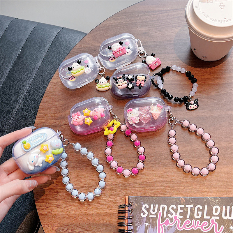 สําหรับ IQOO TWS 2 VIVO TWS 4 เคส Case หูฟังน ่ ารักโบราณสร ้ อยคอทําด ้ วยมือสีขาว