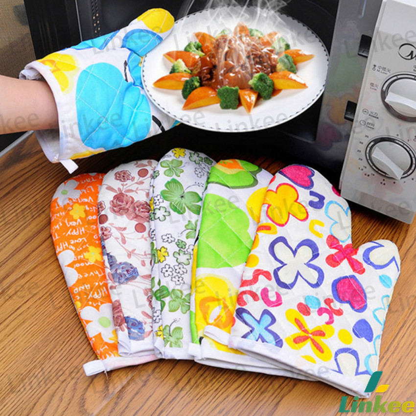 Linkee ถุงมือกันความร้อน  ถุงมือไมโครเวฟ  จัดเก็บสะดวก จัดส่งคละลาย Cooking gloves