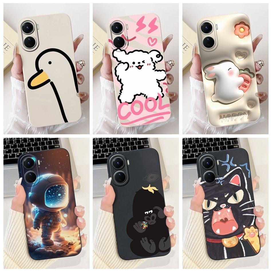 Vivo Y16 Y56 เลนส ์ เคสป ้ องกัน Vivo Y16 Y56 V2204 V2214 V2225 เป ็ ดน ่ ารักแมวนักบินอวกาศการ ์ ตู