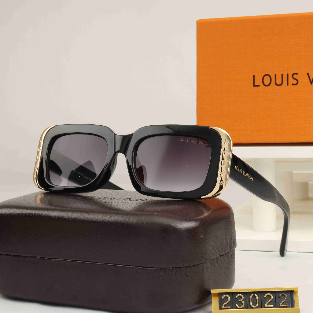 Louis Vuitton Louis Vuitton Plate Alloy แว่นกันแดดผู้หญิงสีดําทรงไม่สม่ําเสมอ