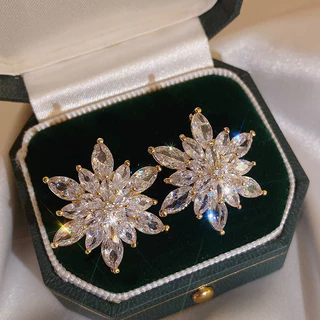 หรูหราสไตล ์ ใหม ่ ประณีตอารมณ ์ หรูหราแฟชั ่ น Rhinestone ต ่ างหูมุกเพชรเต ็ มรูปแบบ