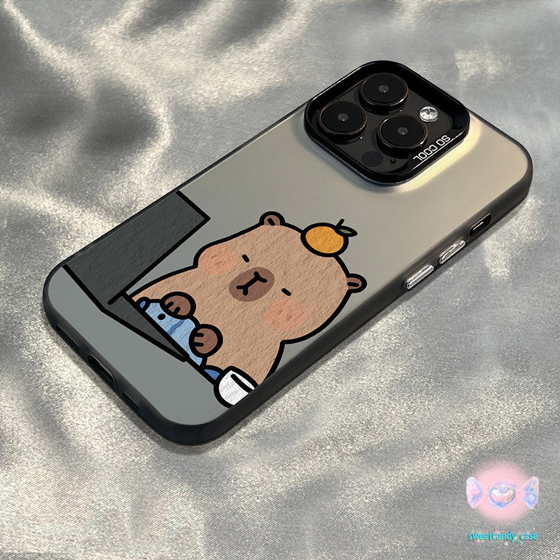 [จัดส่งในพื้นที่] เคสโทรศัพท์มือถือ Capibala สีเงินคู่เข้ากันได้กับ iPhone 12 13 14 15 Pro MAX XR XS 6 7 8 Plus SE 2020