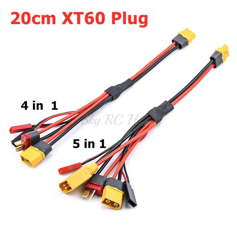 SK 4in1 / 5in1 XT60 Plug 20cm Charger Connector to XT60 JST T Futaba XT90 Plug Wire Cable for ISDT H