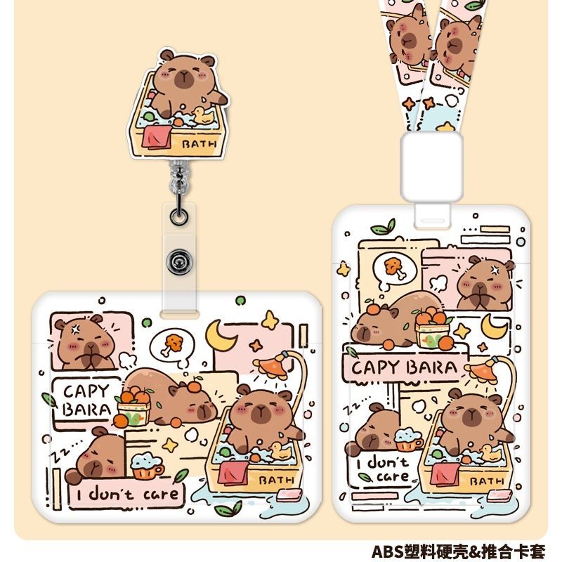 Ins น ่ ารัก Kapibara ผู ้ ถือบัตร Workplate แนวนอนรุ ่ นนักเรียน Badge Retractable พยาบาลหมอ ID Badge Lanyard
