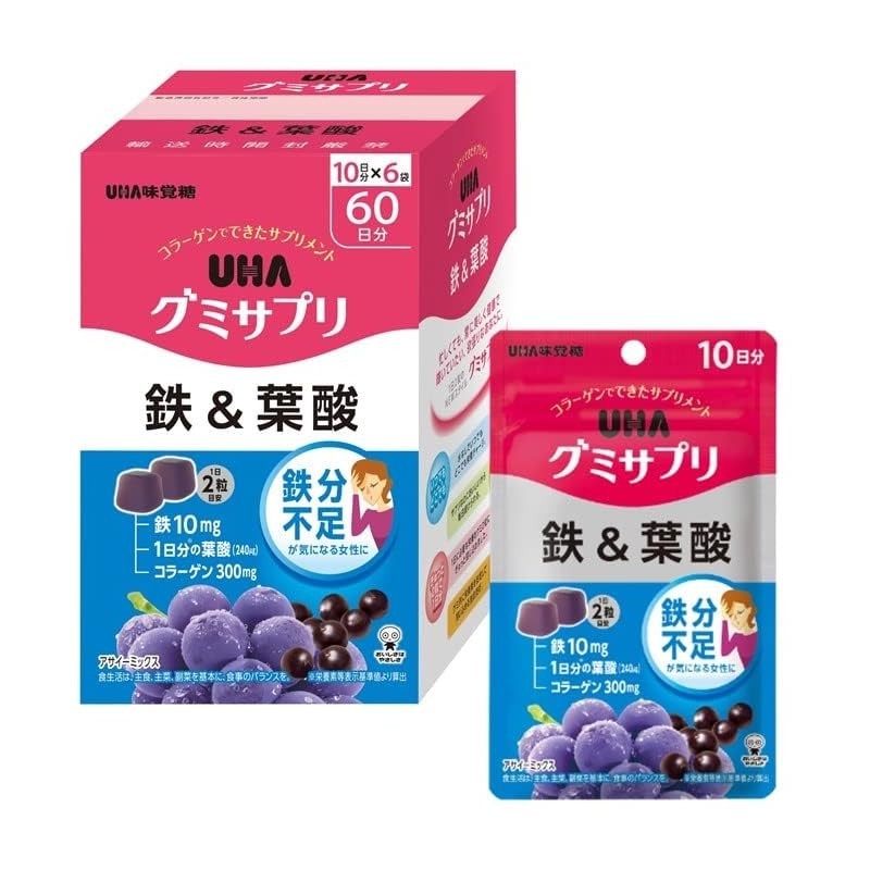 UHA Gummi Sugar UHA Gummi Supplement Iron &amp; Folic Acid 60 days (10 days x 6 boxes)