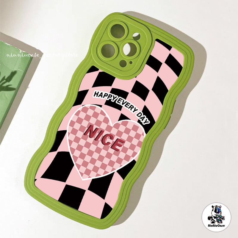 เข้ากันได้ iPhone 11 13 For เคสไอโฟน14 15 12 Pro Max X XR XS MAX 7 8 14 15 Plus รักกระดานหมากรุก กรณีซิลิโคนนุ่ม