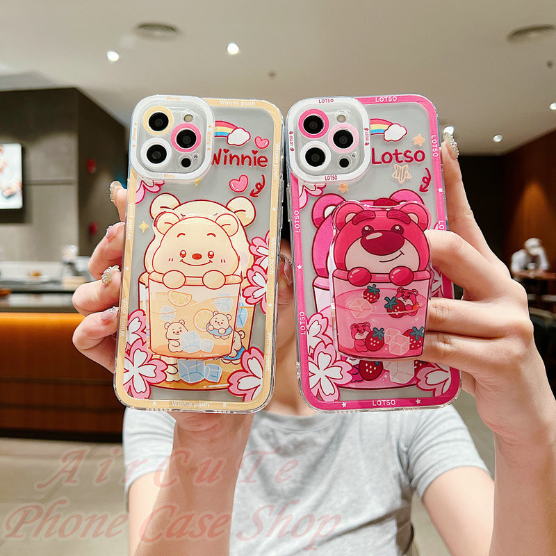 เคส Huawei Y9 Y9S Prime 2019 P30 Pro Nova 3i 5T 7 9 SE HONOR 90 Lite X9A X9B X8B X7B 4G 5G Clear Protect Camera Teddy Lotso Bear Stand Soft Case