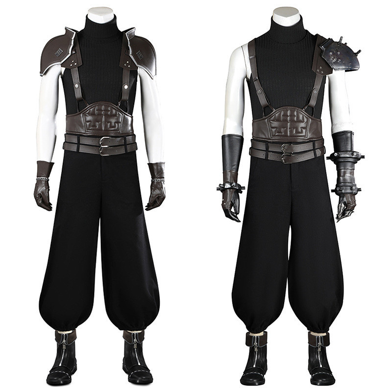 ในสต็อก Final Fantasy VII 7 คอสเพลย์ Cloud Strife คอสเพลย์เครื่องแต่งกายชุดชุดเต็ม Cloud Strife รองเ