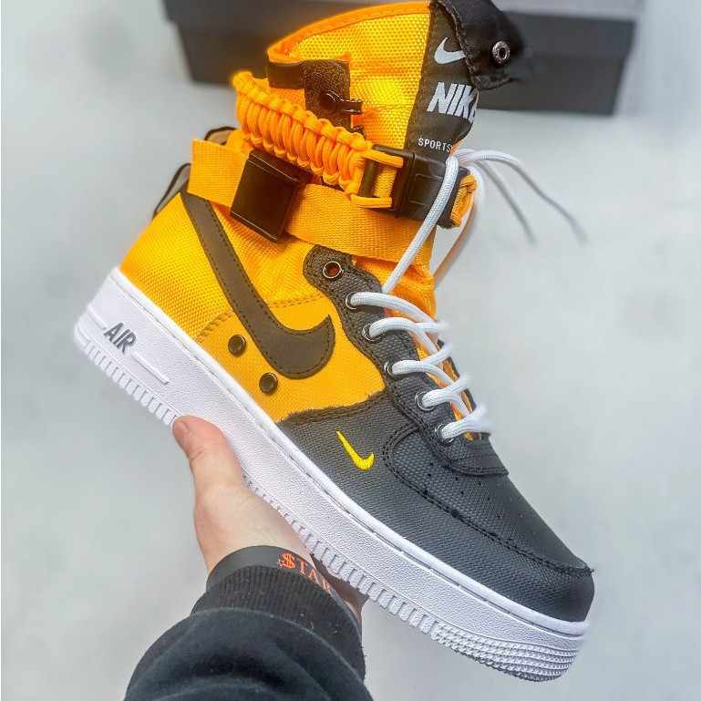 Nike Special Forces Air Force 1 Yellow Black High-Top รองเท ้ าผ ้ าใบลําลอง