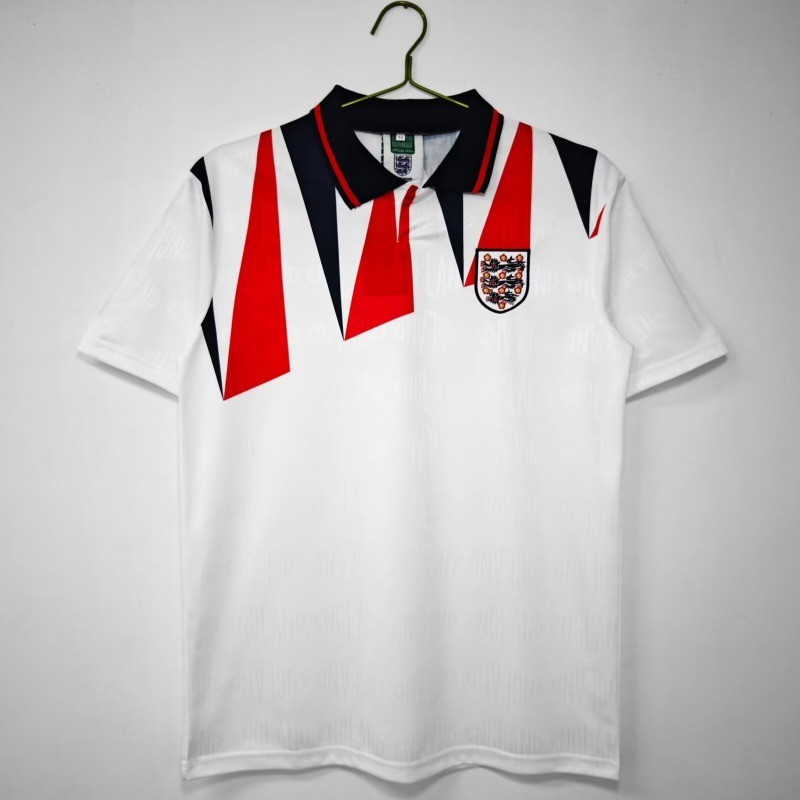 England Home Vintage Short Sleeve Jersey 1992 Season S-XXL Adult Quick Dry Sports Soccer Jersey AAA