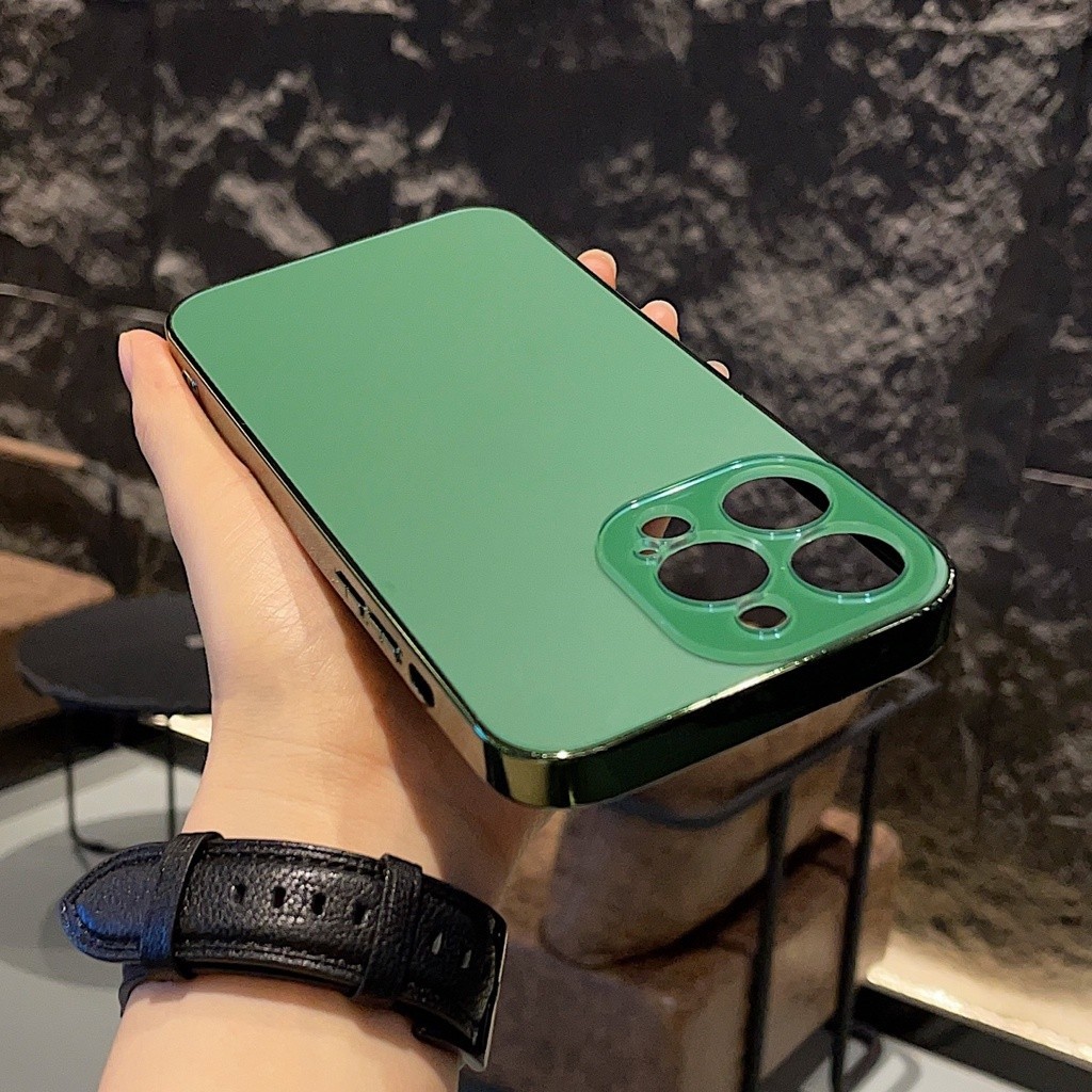 Electroplating Frosted Glassโทรศัพท ์ มือถือสําหรับIPhone 15 14 11 13 12 Pro Max Plus PCเลนส ์ IP14Plusหรูหราผิวป ้ องกันปกหลัง - รูปที่ 5