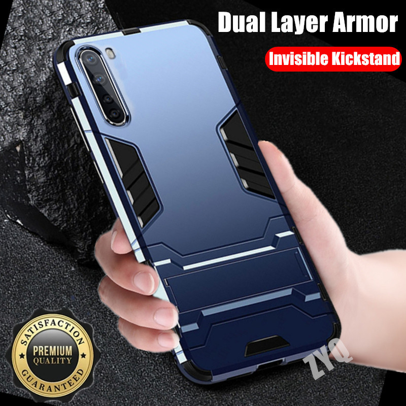 สําหรับ OnePlus Nord AC2001 AC2003 เกราะสองชั้นเสริมเคสโทรศัพท์กันกระแทกพร้อมฝาหลังขาตั้งที่มองไม่เห