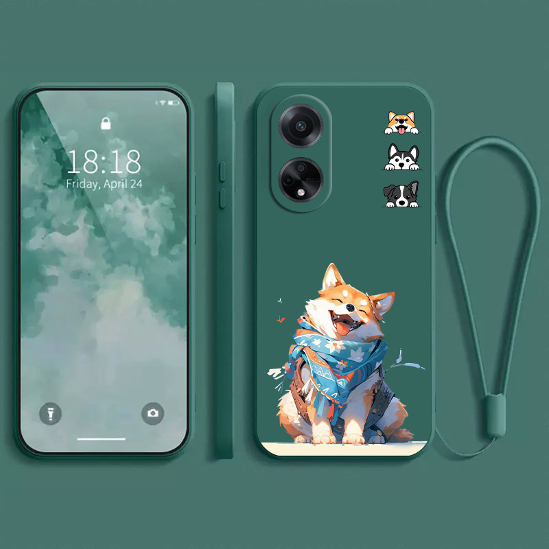 เคส OPPO A60 A58 4G A98 A78 Reno 8T 5G A17 A17K แฟชั่นกรณีสุนัขน่ารักน่ารัก Chaigou กันกระแทกกล้องป้องกันกรณีโทรศัพท์