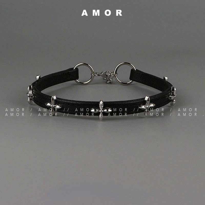 Retro เผ ็ ดสาว Dark Punk Cross สร ้ อยคอหนัง Y2K หวานเย ็ นสไตล ์ คอ