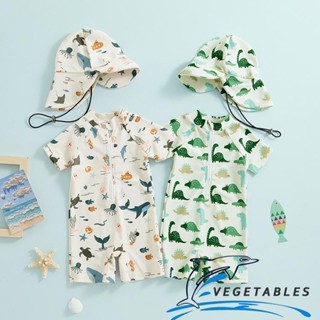 Zhy-toddler ชุดว่ายน้ําเด็กชายป้องกันแสงแดดแขนสั้น Crewneck …