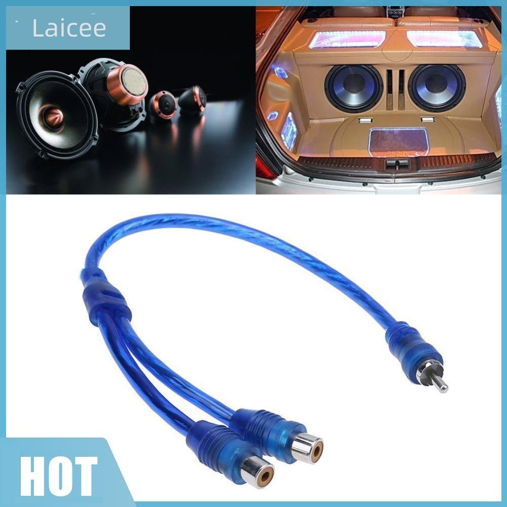 [Laiicee.th ] เครื ่ องเสียงรถยนต ์ RCA Splitter Cable 2 RCA Female to 1 RCA Male Car Modified Audio Cable