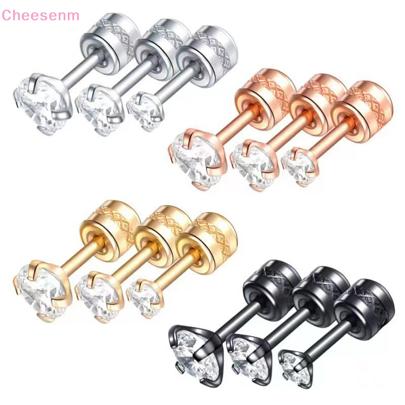 Cheenm 1 PC สแตนเลสสตีลคริสตัลเพทายเกาหลีต่างหูผู้หญิงสกรูหู Studs ต่างหู Anti แพ้เครื่องประดับ TH
