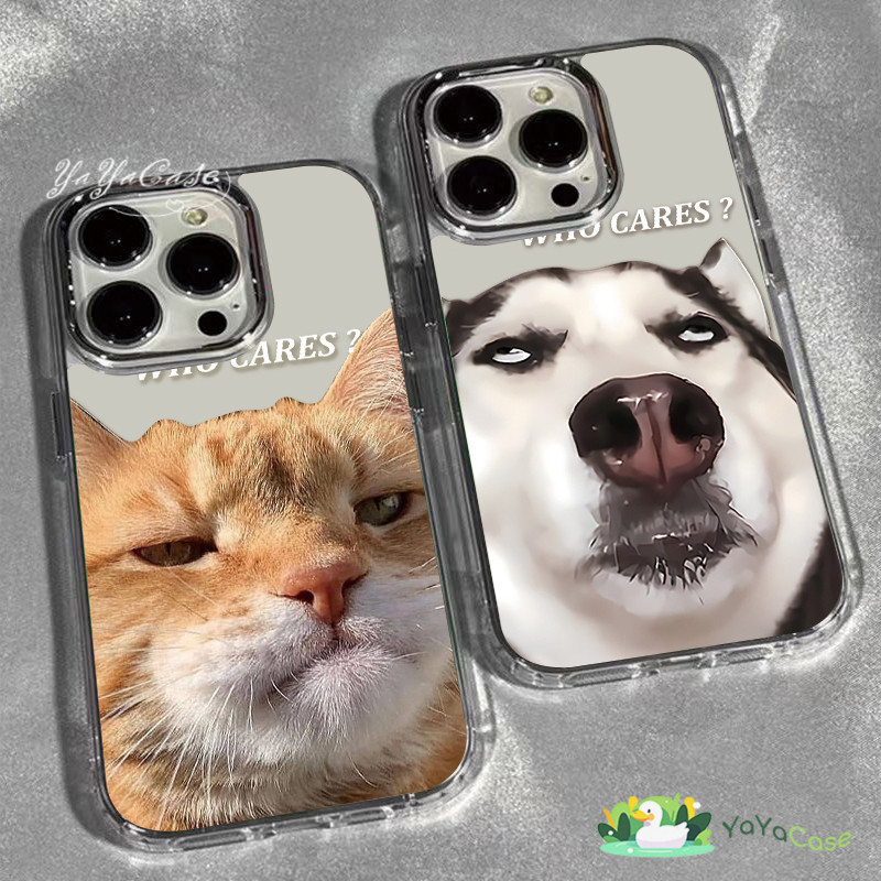 สำหรับ iPhone11 13 FOR เคสไอโฟน14 15 12 pro max 7 8 14 15 Plus X XR XS Max Who Cares รุ่น Dog and Cat TPUโปร่งใส SOFTเคส