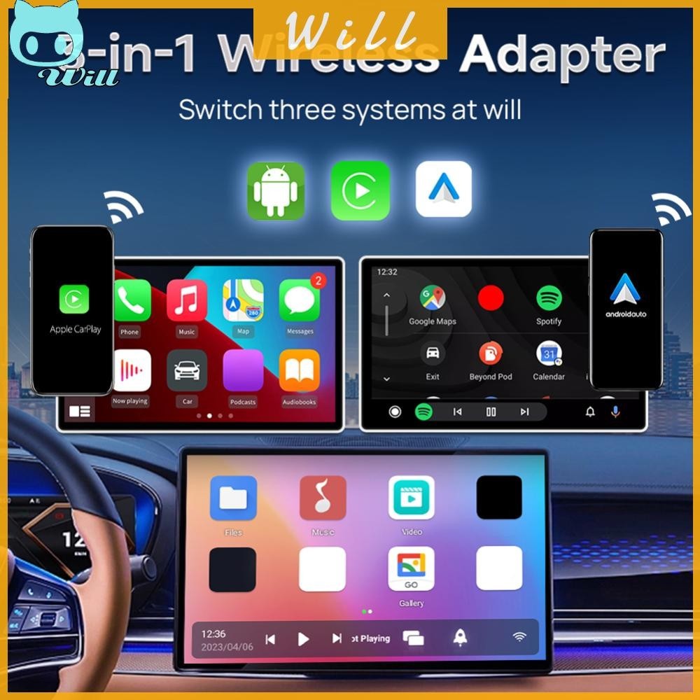 Wireless CarPlay Android Auto Adapter AI Box 2GB 32GB Smart TV Box Plug and Play