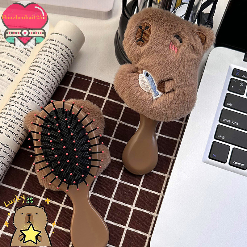Hanhai น ่ ารัก Capybara หวีสุภาพสตรีแบบพกพาถุงลมนิรภัยหวี Capybara Air Cushion นวดหัวหวีสําหรับสาวเด ็ กจัดแต ่ งทรงผมอุปกรณ ์ เสริมเครื ่ องมือ TH