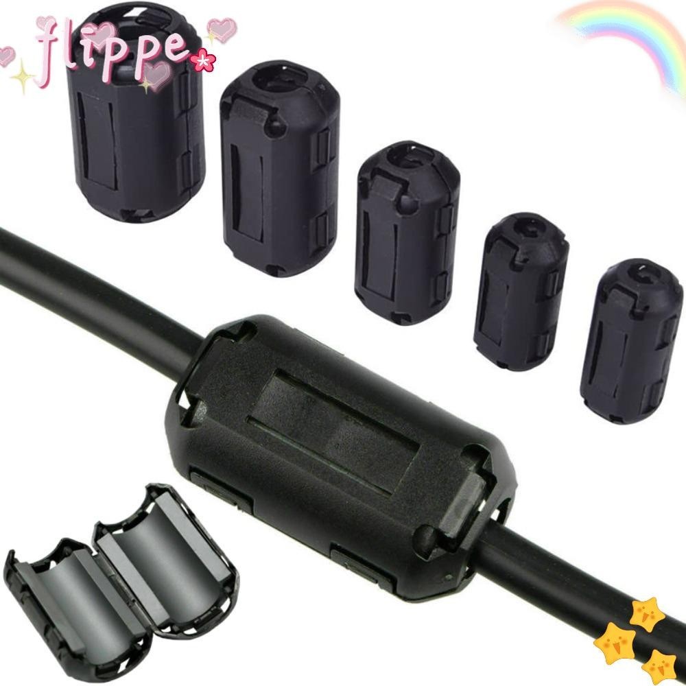Flippe แหวน Core Ferrite Bead Clamp, Anti-interference Snap Type Choke Coil EMI RFI Noise, Black Filters Holder 3.5/5/913mm Cable Connector