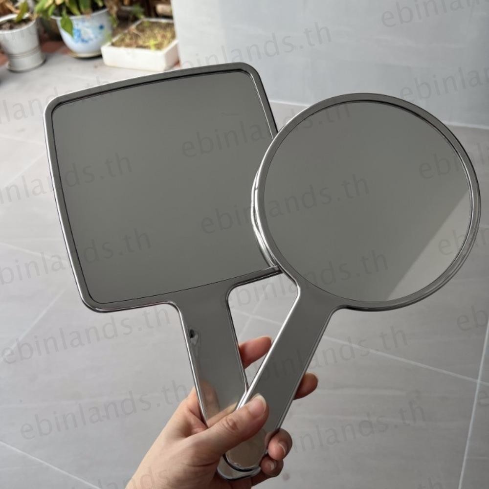 Ebinlands Make Up Mirror, HD Beauty Electroplated Handle กระจกแต่งหน้า, Travel Small Round Hand Square กระจกเครื่องสําอางผู้หญิง